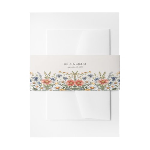 Colorful Wildflowers Invitation Belly Band