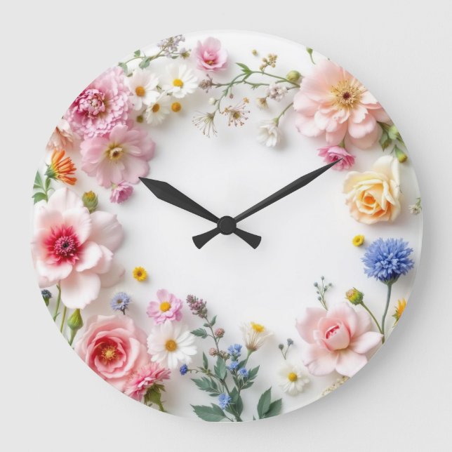 Colorful Wildflowers - Large Clock (Front)