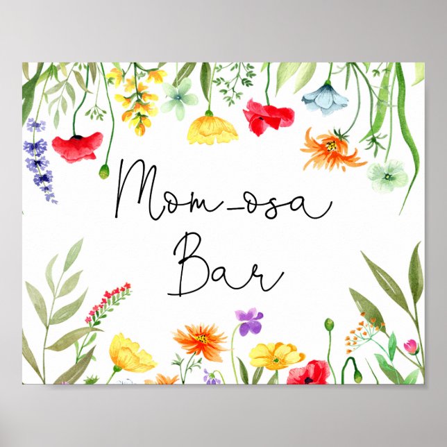 Colorful wildflowers Mom-osa mimosa bar sign (Front)