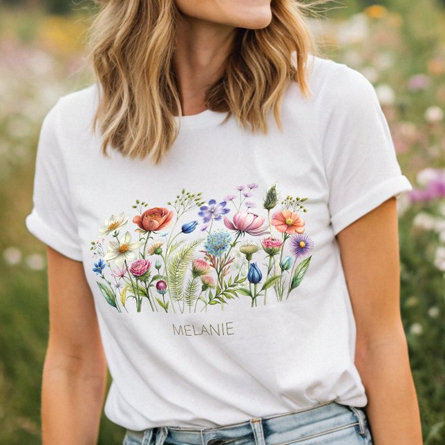 Colorful Wildflowers Monogram T-Shirt (Creator Uploaded)