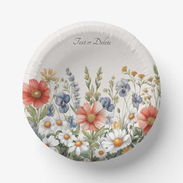 Colorful Wildflowers Paper Bowls (Front)