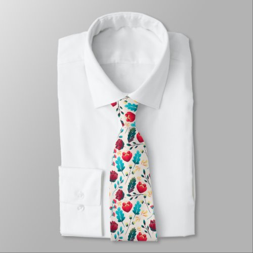 Colorful Wildflowers Pattern Neck Tie