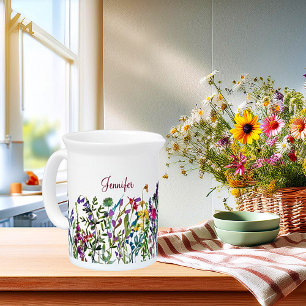 Colorful wildflowers personalized beverage pitcher
