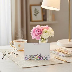 Colorful wildflowers personalized note card