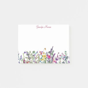 Colorful wildflowers personalized post-it notes