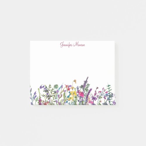 Colorful wildflowers personalized post_it notes