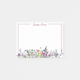 Colorful wildflowers personalized post-it notes