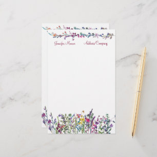 Colorful wildflowers personalized stationery