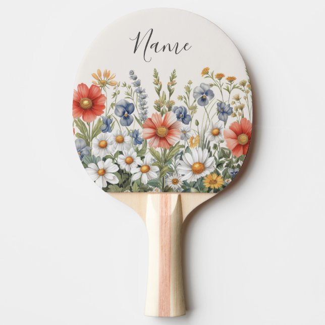 Colorful Wildflowers Ping Pong Paddle (Front)