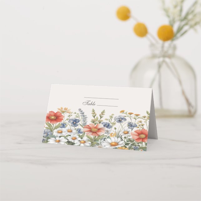 Colorful Wildflowers Place Card (Front)