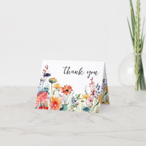 Colorful Wildflowers Pretty Vibrant Flowers Thank You Card