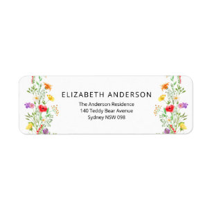 Colorful wildflowers return address label