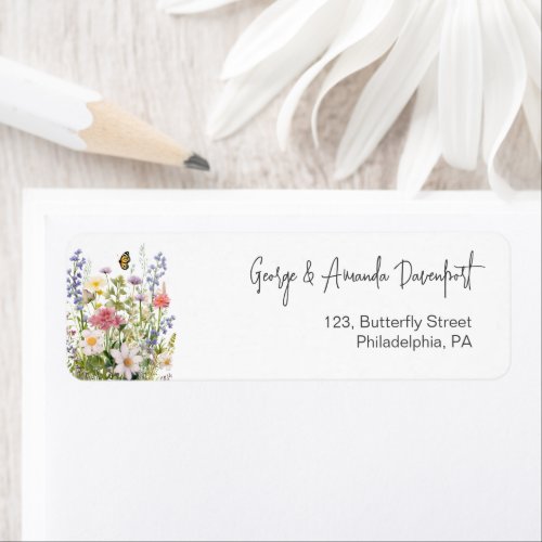 Colorful Wildflowers Return address label