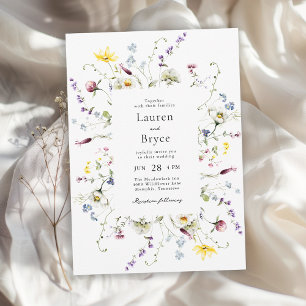 Colorful Wildflowers Romantic Botanical Wedding Invitation