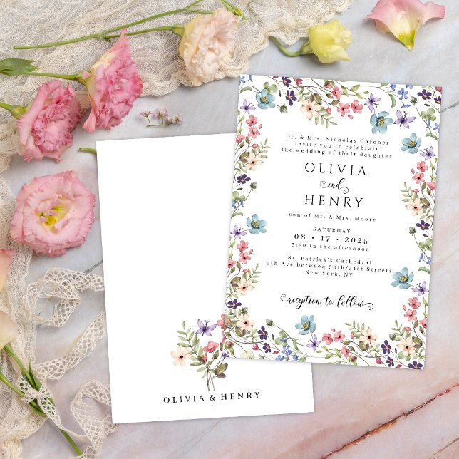 Colorful Wildflowers Rustic Garden Spring Wedding Invitation (Creator Uploaded)
