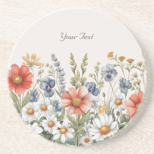 Colorful Wildflowers Sandstone Coaster