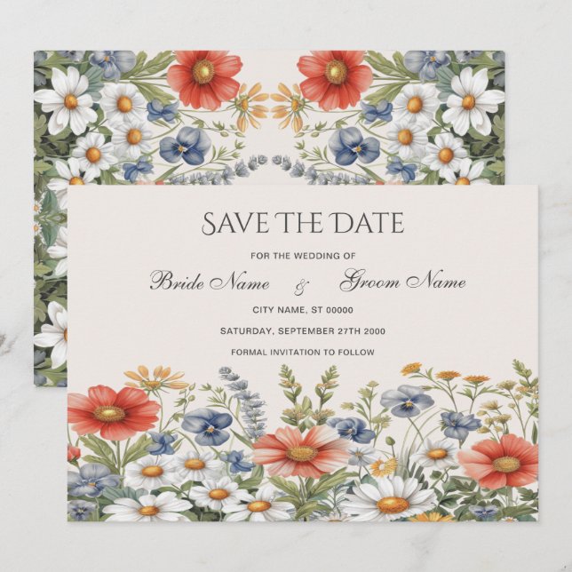 Colorful Wildflowers Save The Date (Front/Back)