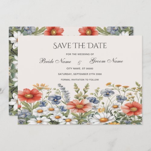 Colorful Wildflowers Save The Date