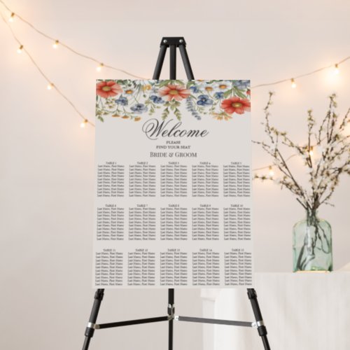 Colorful Wildflowers Seating Chart  Foam Board