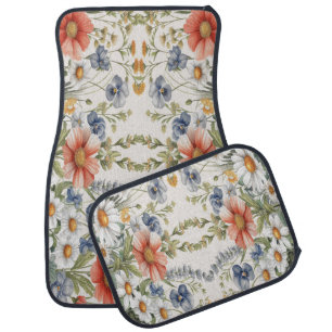 Colorful Wildflowers Set of Car Mats