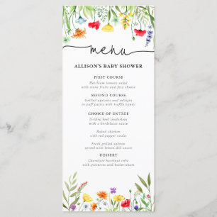 Colorful wildflowers spring baby shower menu