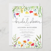 Colorful wildflowers spring bridal shower invitation (Front)