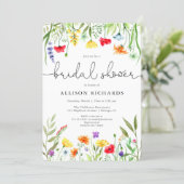 Colorful wildflowers spring bridal shower invitation (Standing Front)