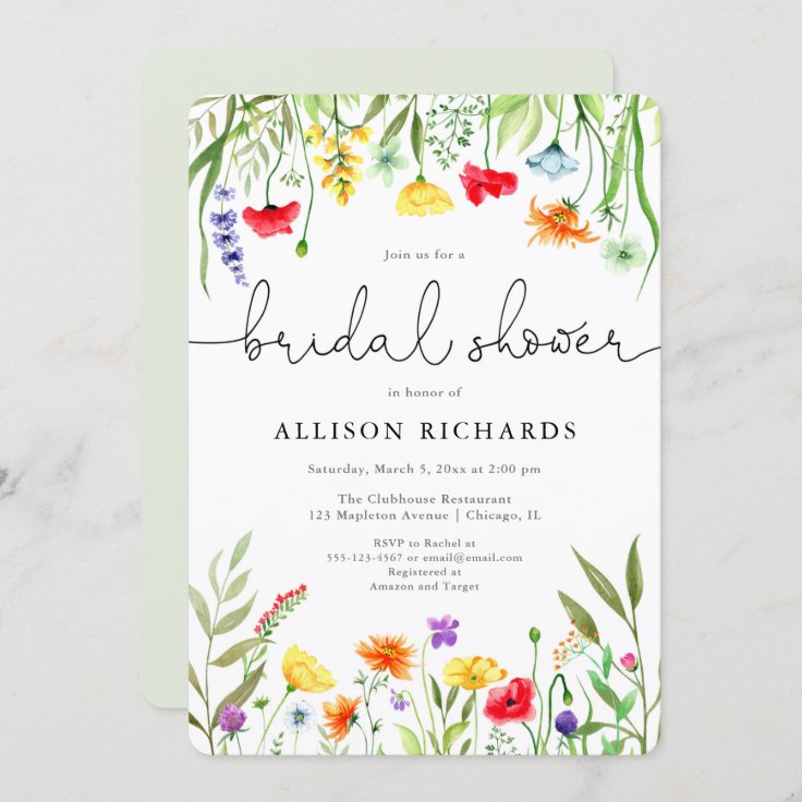 Colorful Wildflowers Spring Bridal Shower Invitation Zazzle