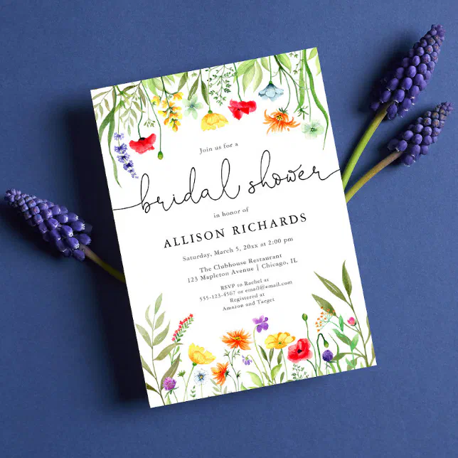 Colorful Wildflowers Spring Bridal Shower Invitation Zazzle