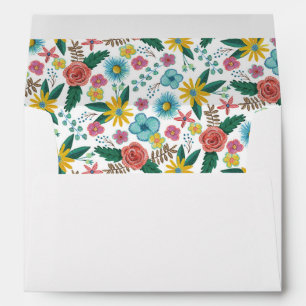 Colorful wildflowers spring florals watercolors envelope