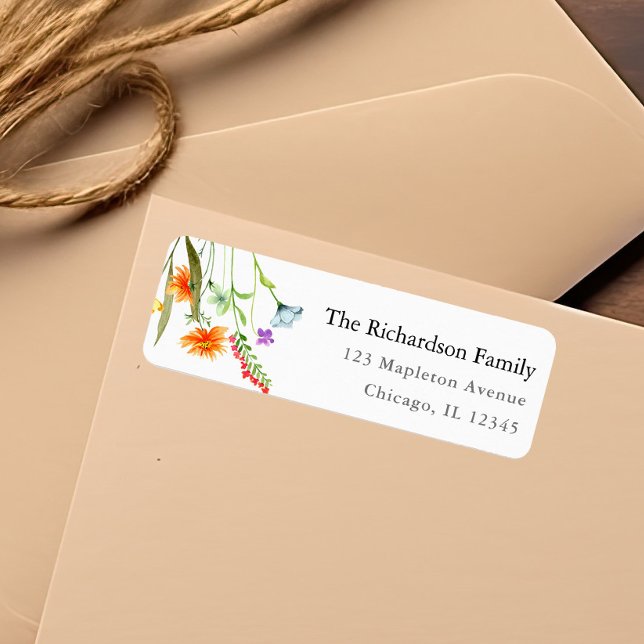 Colorful wildflowers spring florals watercolors label (Creator Uploaded)