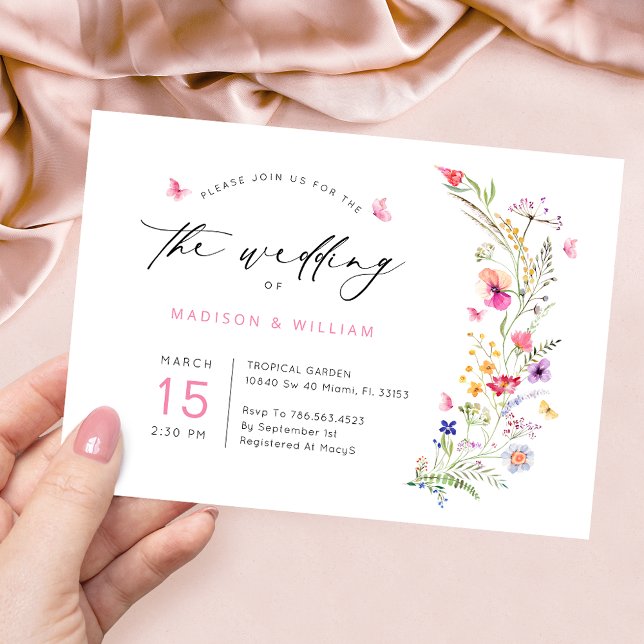 Colorful Wildflowers Spring Wedding Invitation (Creator Uploaded)