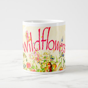 Colorful Wildflowers Text Giant Coffee Mug