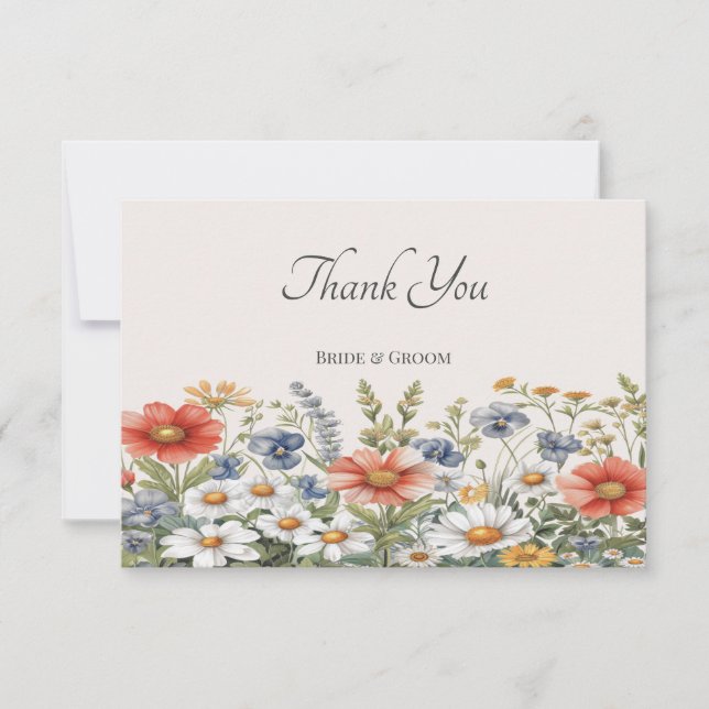Colorful Wildflowers Thank You Card (Front)