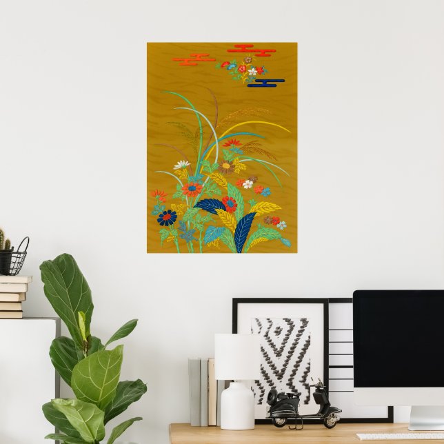 Colorful wildflowers,The Ornamental Arts of Japan Poster (Home Office)