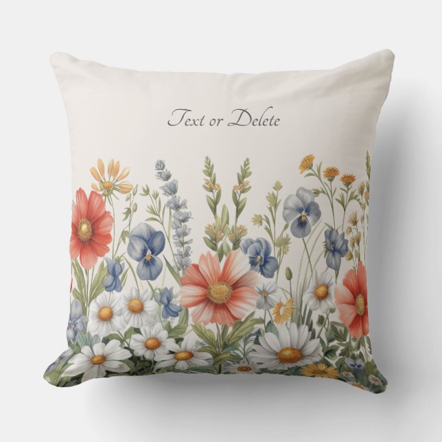 Colorful Wildflowers Throw Pillow (Front)