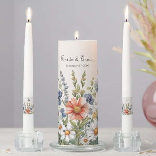 Colorful Wildflowers Unity Candle Set