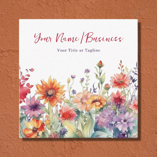 Colorful Wildflowers Vibrant Flower Garden Floral Square Business Card
