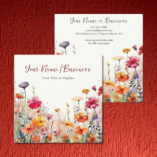 Colorful Wildflowers Vibrant Flower Garden Floral Square Business Card
