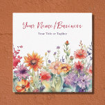 Colorful Wildflowers Vibrant Flower Garden Floral Square Business Card at Zazzle