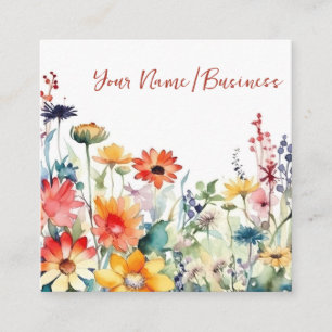 Colorful Wildflowers Vibrant Flower Garden Floral Square Business Card