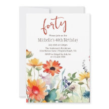 Colorful Wildflowers Vibrant Flowers 40th Birthday