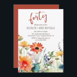 Colorful Wildflowers Vibrant Flowers 40th Birthday Invitation<br><div class="desc">Colorful Watercolor Wildflowers Vibrant Flower Garden Floral 40th Birthday Invitation</div>