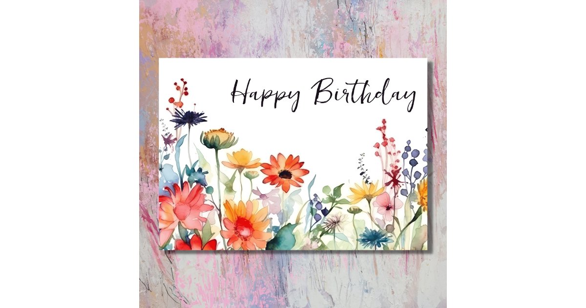 Colorful Wildflowers Vibrant Flowers Birthday Card | Zazzle