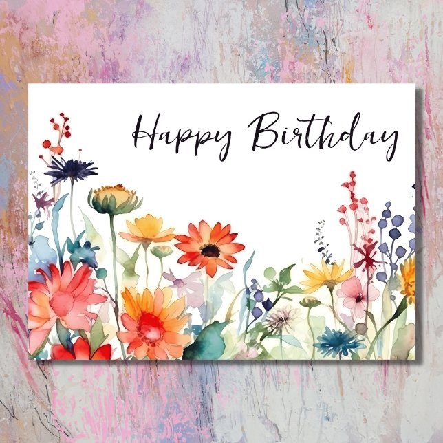 Colorful Wildflowers Vibrant Flowers Birthday Card (Front - Colorful Wildflowers Vibrant Flowers Birthday Card)