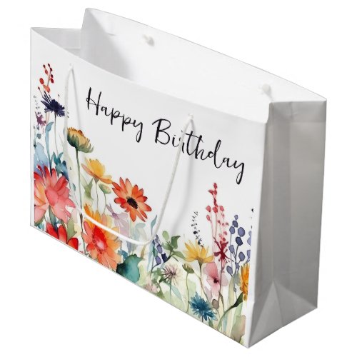 Colorful Wildflowers Vibrant Flowers Birthday Large Gift Bag