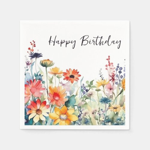 Colorful Wildflowers Vibrant Flowers Birthday Napkins