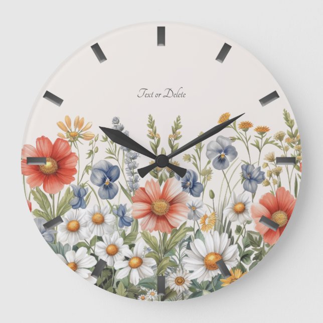 Colorful Wildflowers Wall Clock (Front)