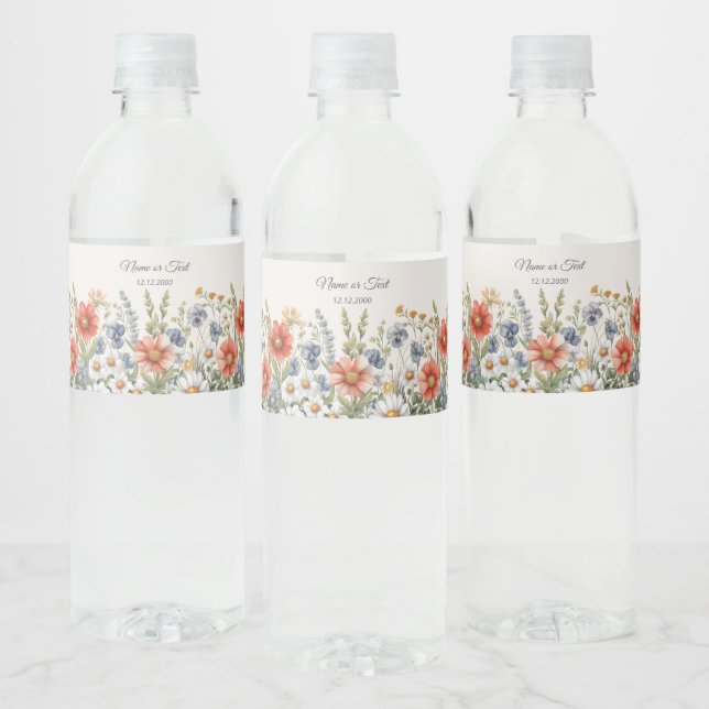 Colorful Wildflowers Water Bottle Label (Bottles)