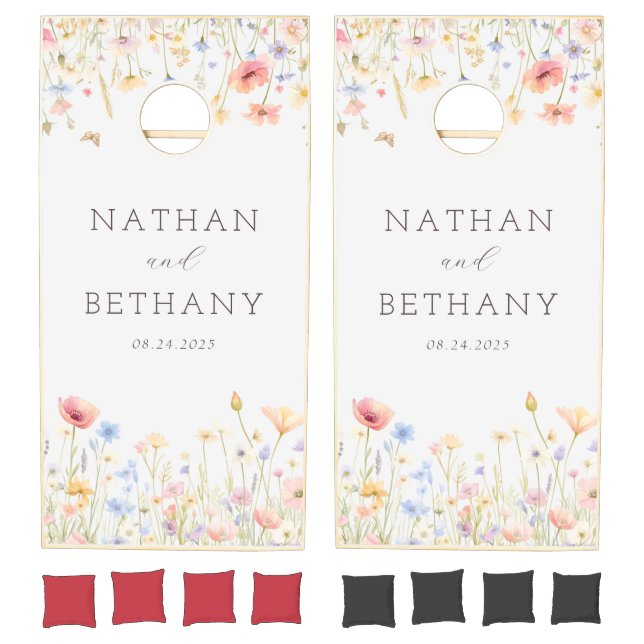 Colorful Wildflowers Wedding Cornhole Set (Set)
